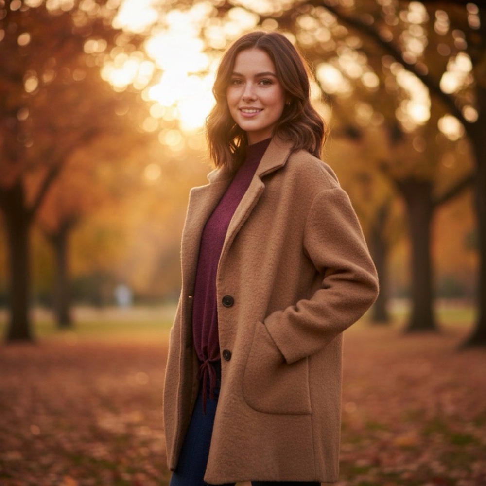 Mark Alan Elroy2C Wool Blend Single Breasted Coat – Camel – Size Medium